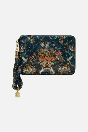 CAMILLA silk clutch in She Who Wears The Crown print