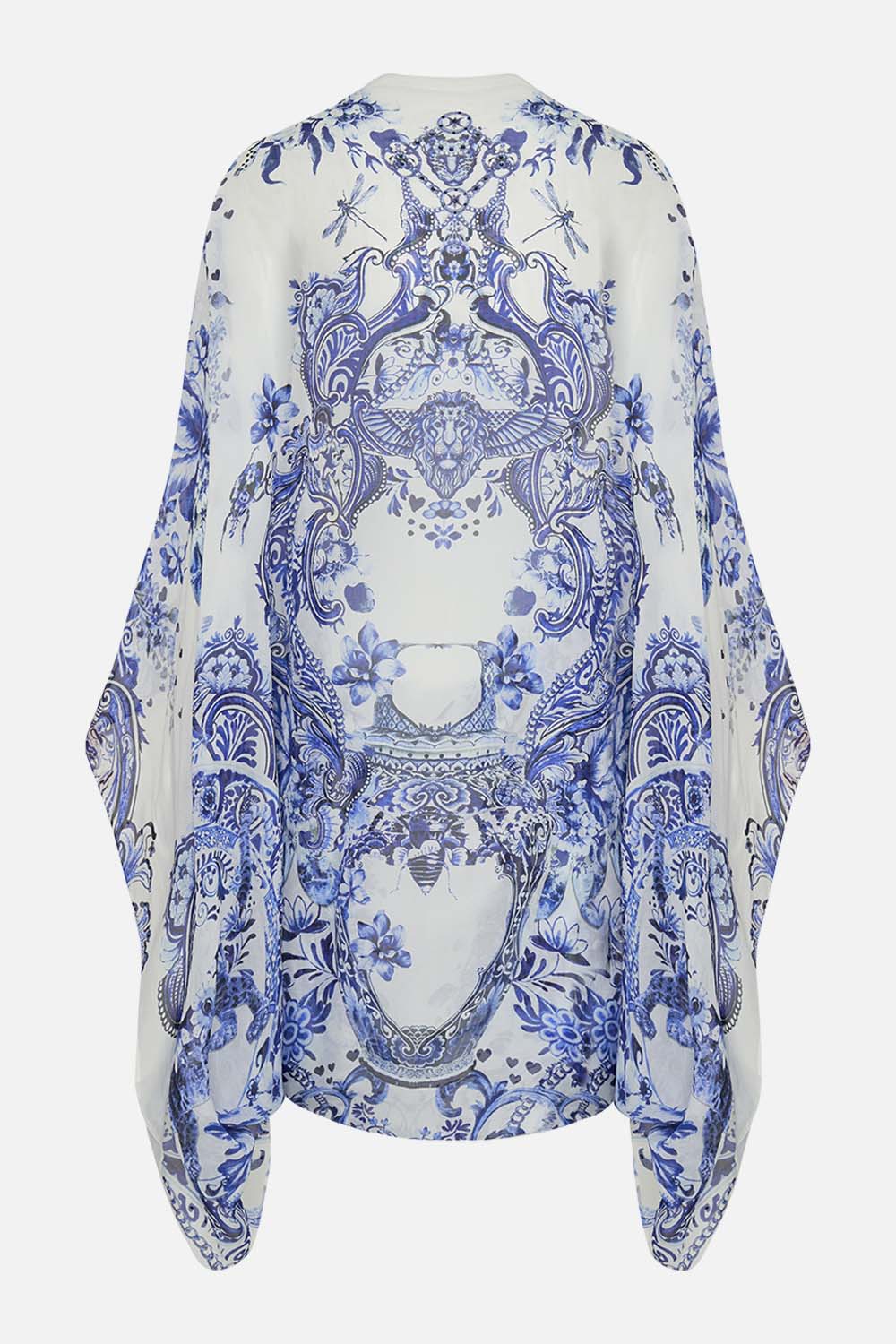 Back view of CAMILLA silk shrug in Glaze And Graze print