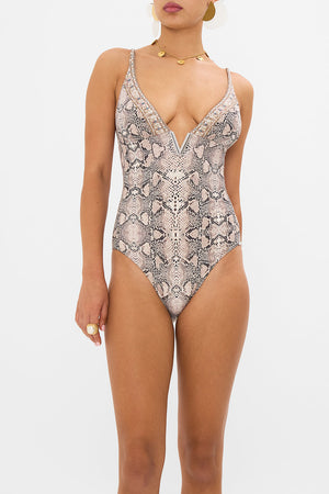 CAMILLA resortwear onepiece swimsuit in Looking Glass Houses print