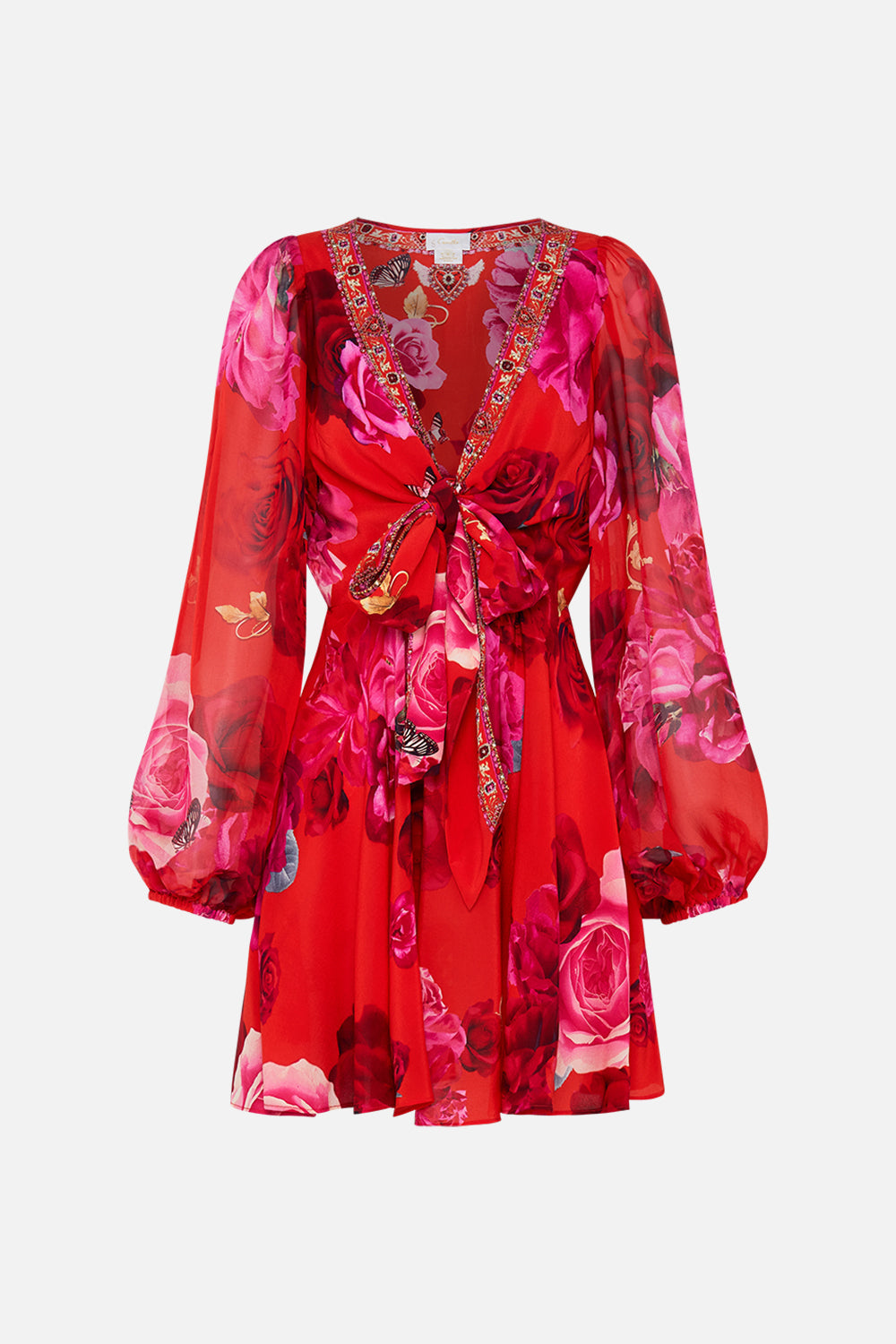 Product view of CAMILLA mini wrap dress in An Italian Rosa print