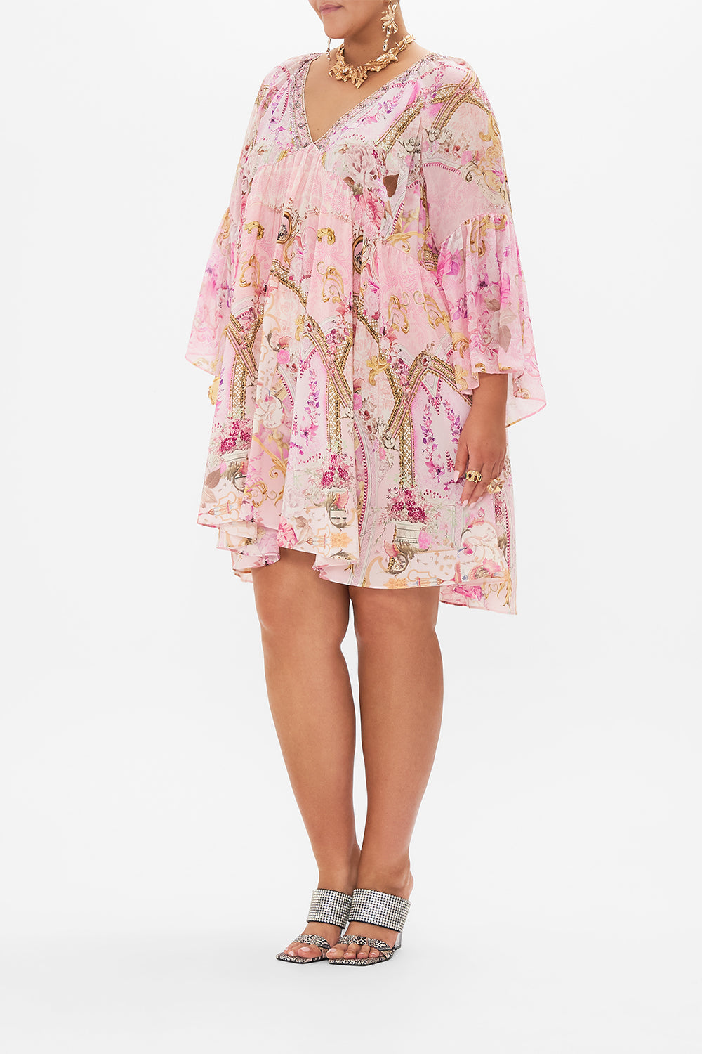 A-LINE RUFFLE SLEEVE DRESS FRESCO FAIRYTALE