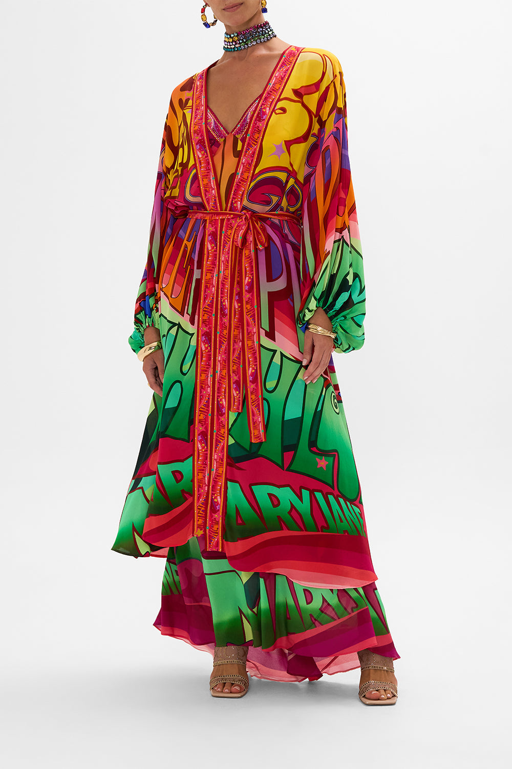 CAMILLA silk layer in Pure Prism print