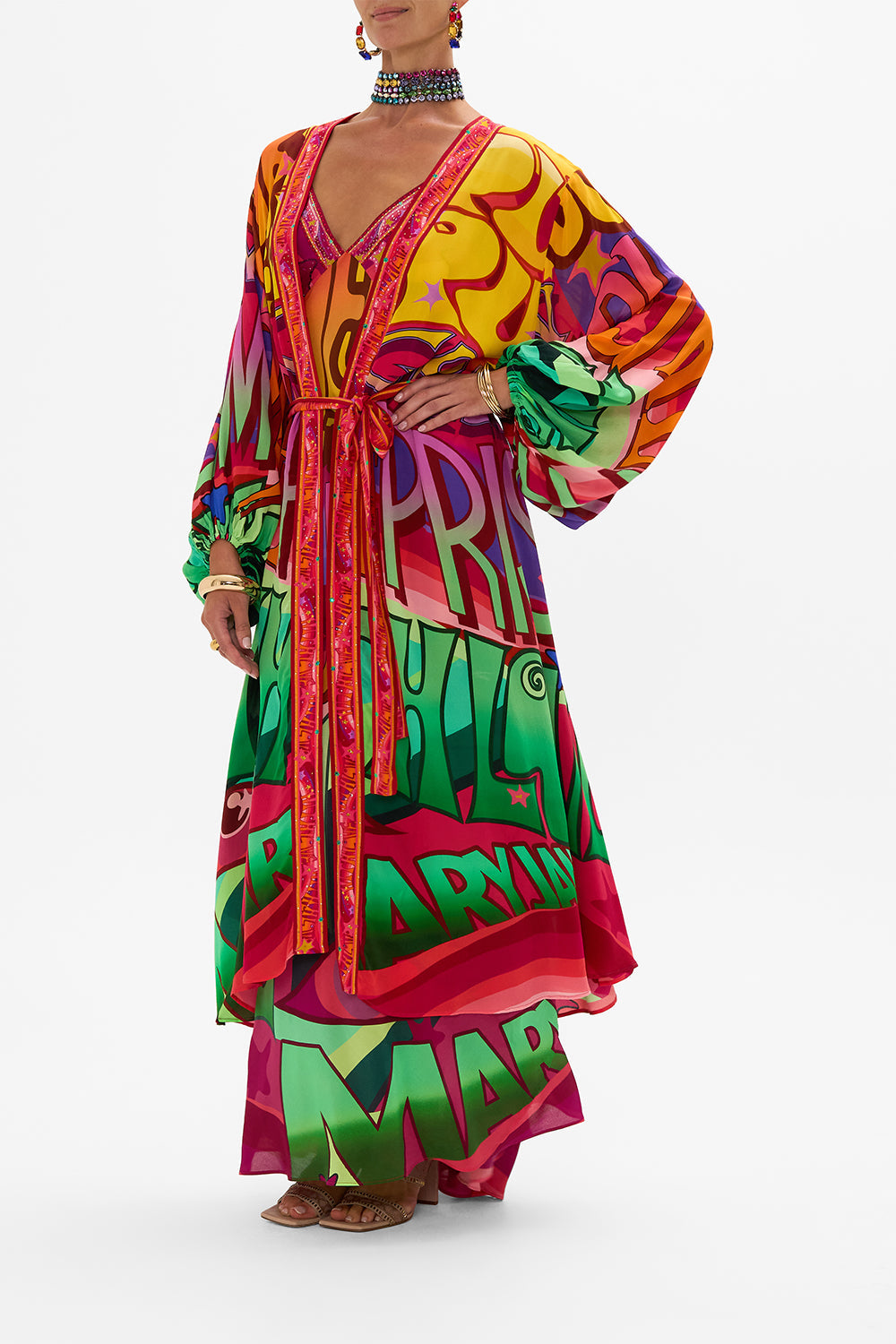 CAMILLA silk layer in Pure Prism print