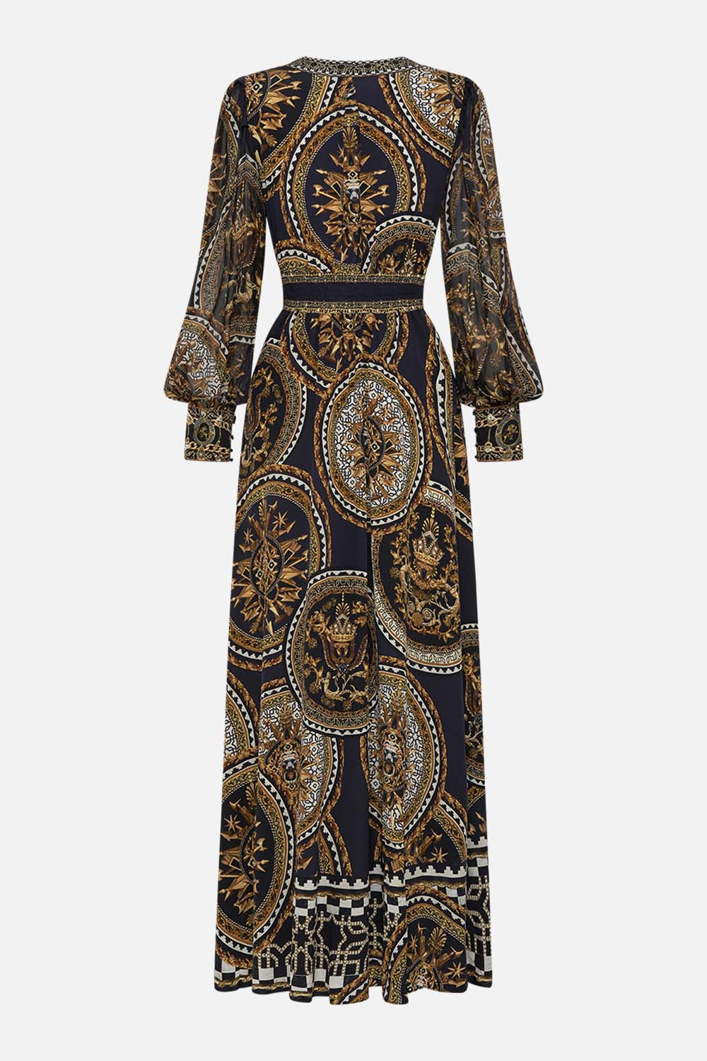 Video of model wearing CAMILLA printed silk dress in Duomo Kaleido print