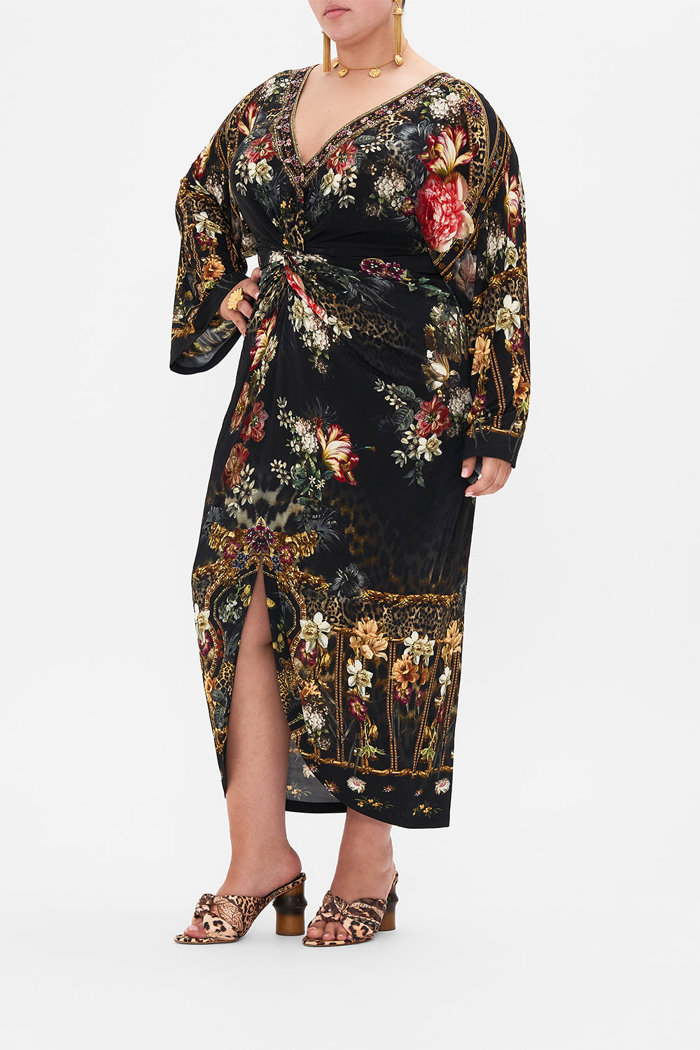 LONG SPLIT FRONT TWIST DRESS A NIGHT AT THE OPERA