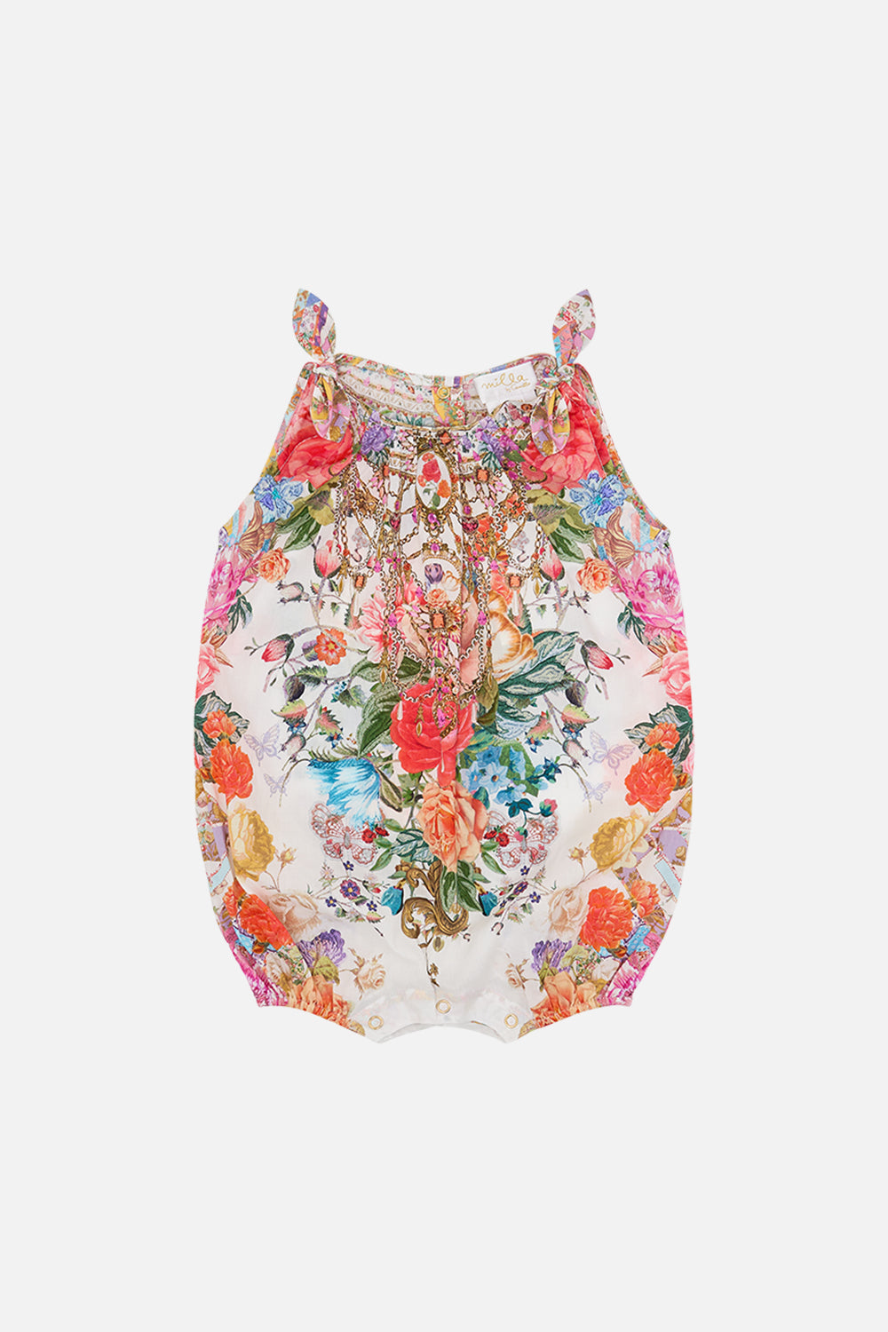 CAMILLA floral babies tie shoulder romper in Sew Yesterday