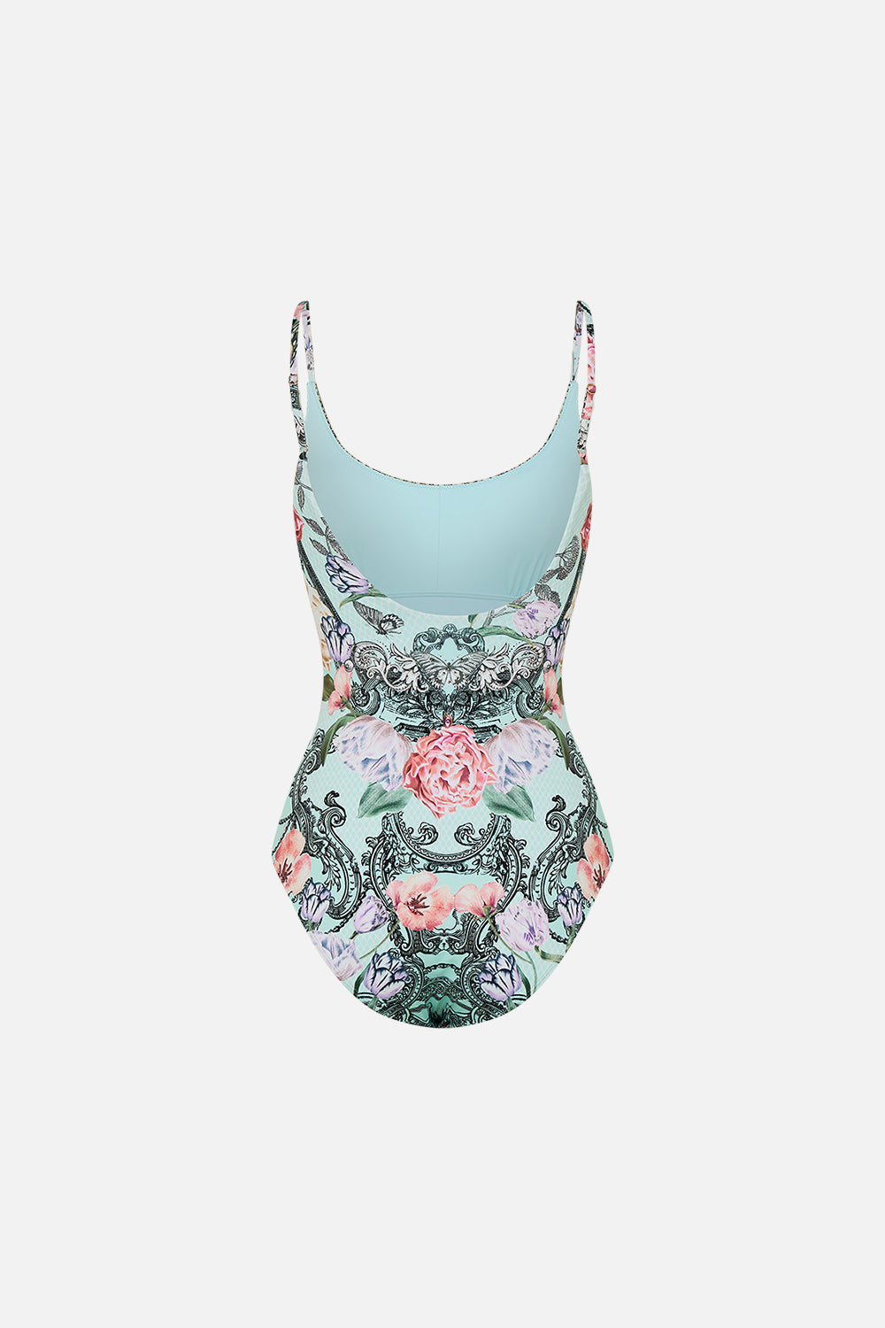 CAMILLA floral scoop neck one piece in Petal Promise Land