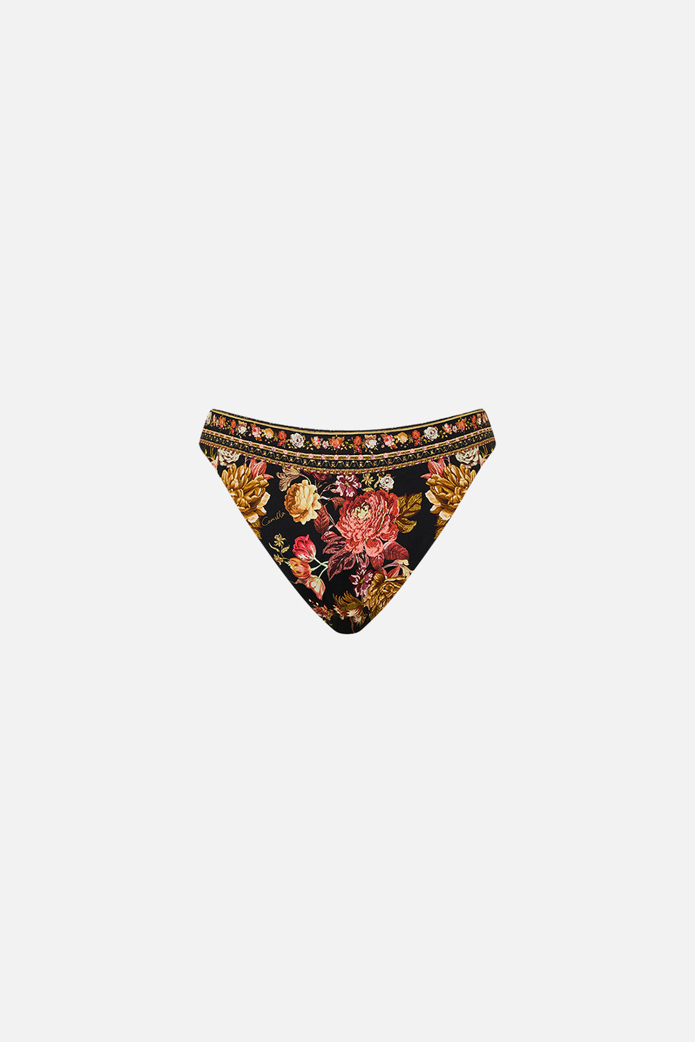 The CAMILLA PLUNGE FRONT HALTER ONE PIECE  WITH TRIM CAT WORSHIP in our  print.