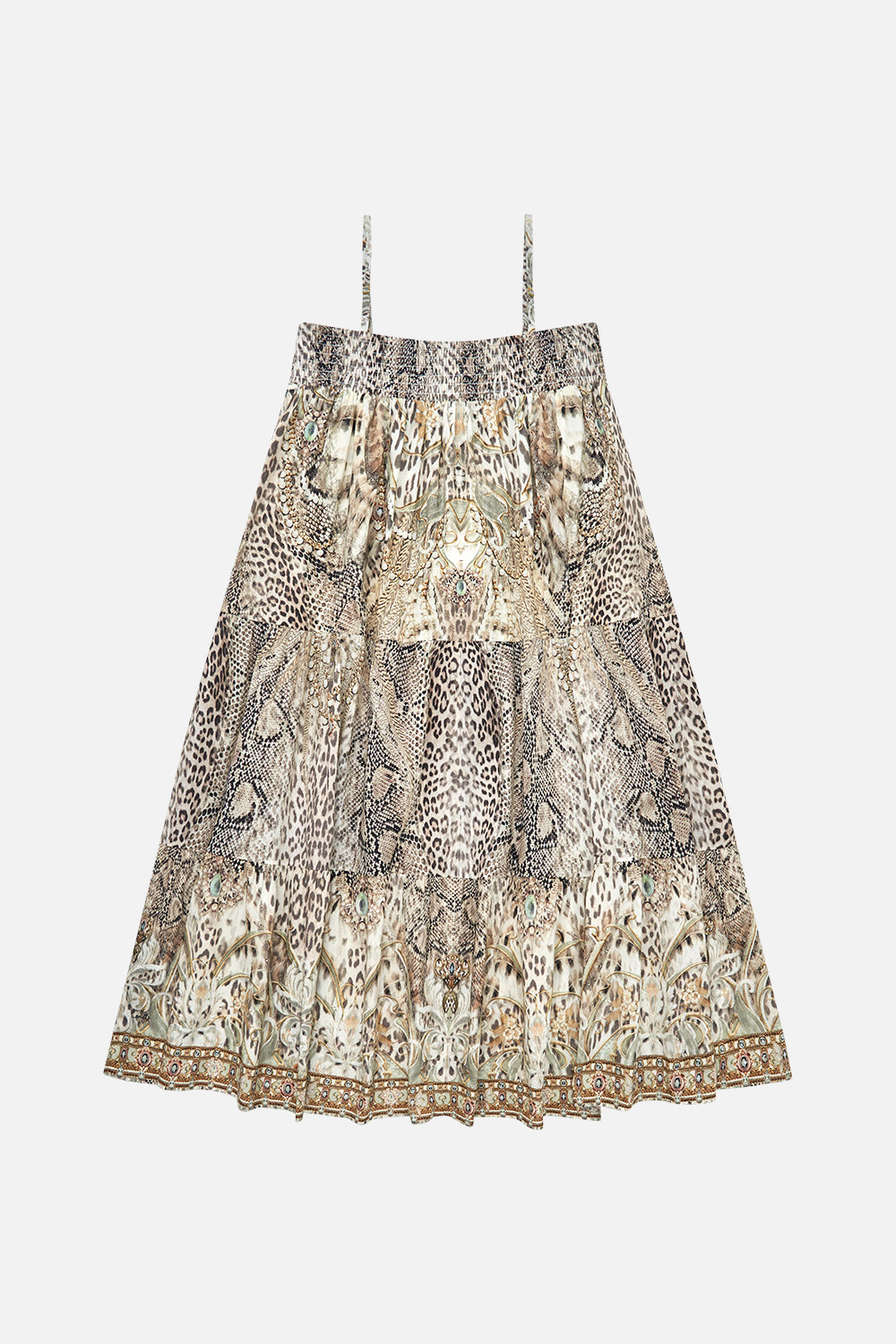 Milla by CAMILLA khaki oprint kids maxi dress in Looking Glass Houses print 