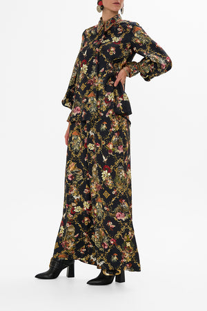 CAMILLA Floral Curved Collar Blouse with Pockets in Told in the Tapestry