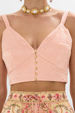 QUILTED BRALETTE BLOSSOMS AND BRUSHSTROKES