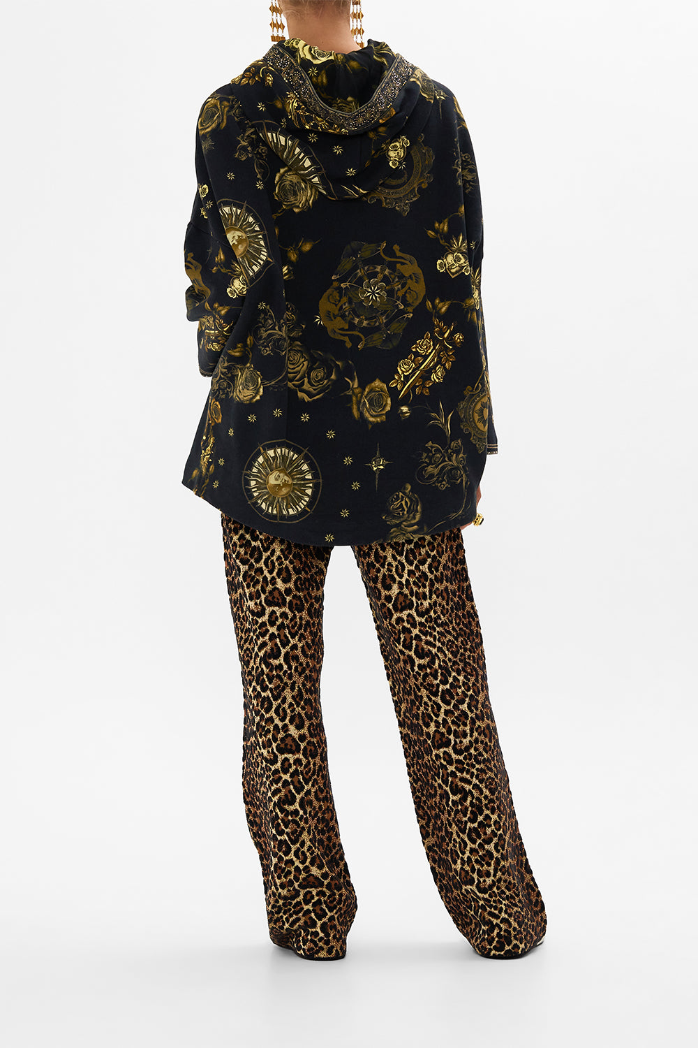 CAMILLA black hoodie jacket with pockets in So Says The Oracle print.