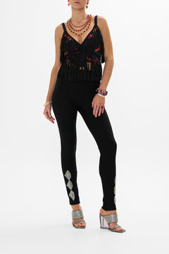 CAMILLA Black Seam Detail Bralette with Tassels in Electric Loveland