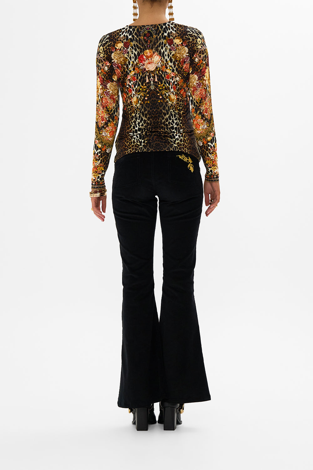 CAMILLA leopard ruched long sleeve dress in Born in Bruges print. 