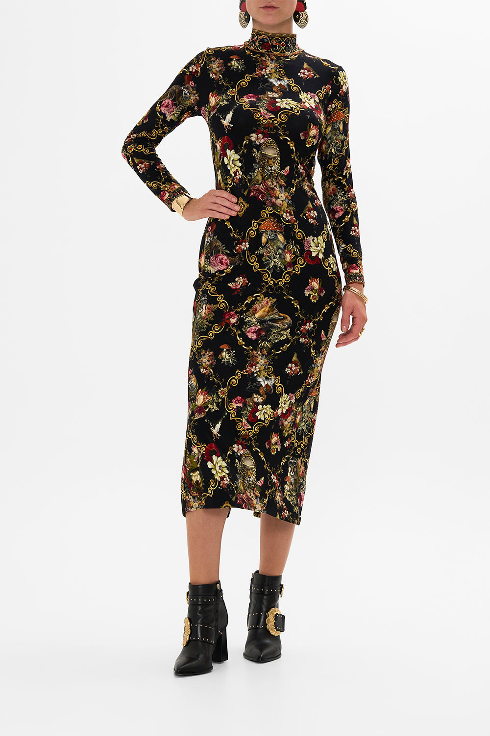 CAMILLA Black Turtleneck Jersey Dress in Told in the Tapestry