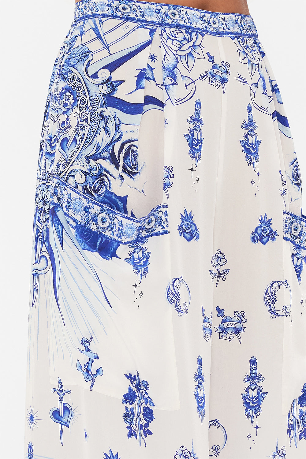 WIDE LEG TROUSER WITH FRONT POCKETS IMMORTAL INK