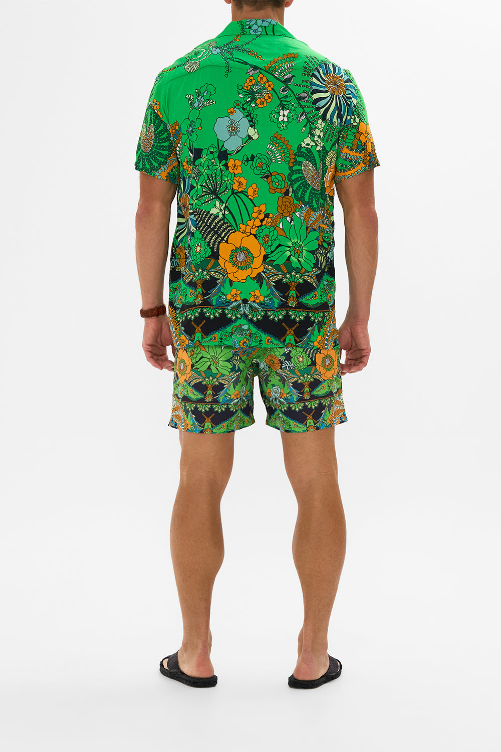 CAMILLA green short sleeve camp collared shirt in Good Vibes Generation