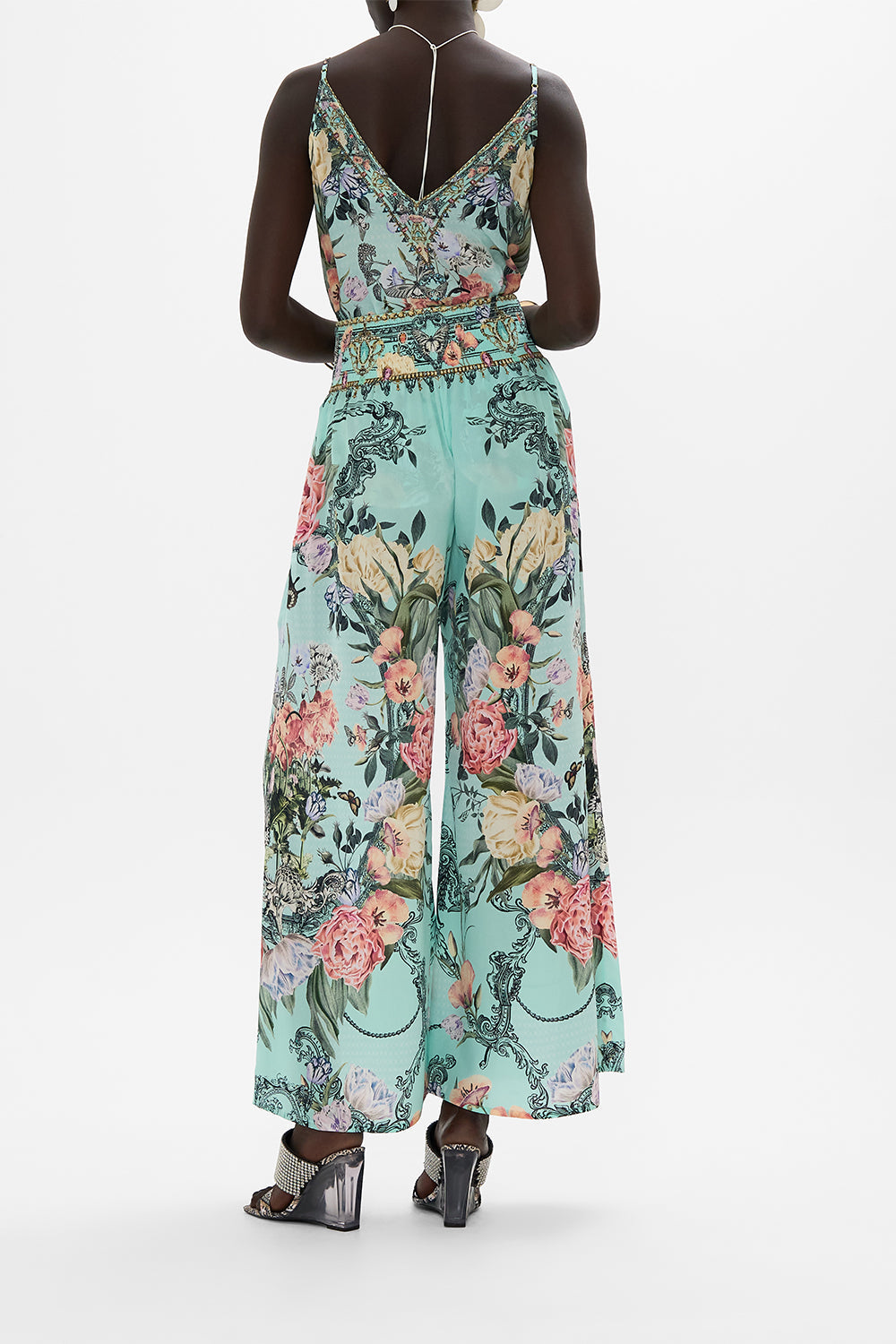 CAMILLA Floral Shirred Waist Pant in Petal Promise Land