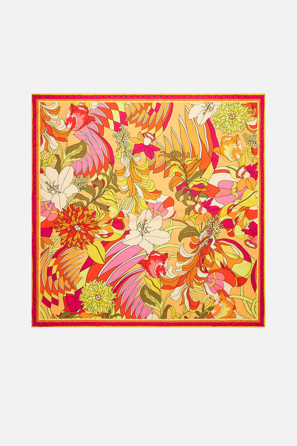 CAMILLA Floral Large Square Scarf in The Flower Child Society