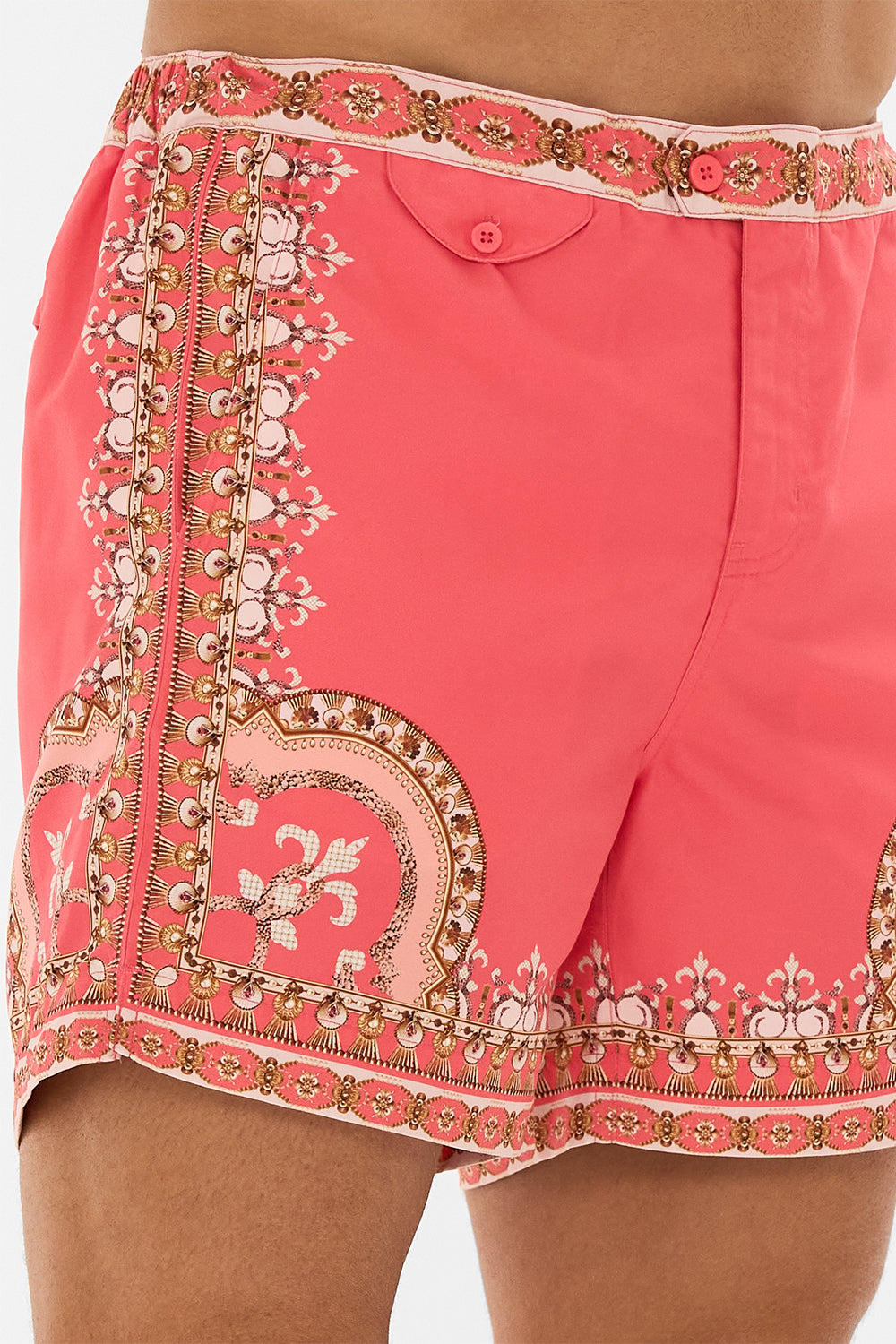 CAMILLA pink tailored swim short in Shell Games