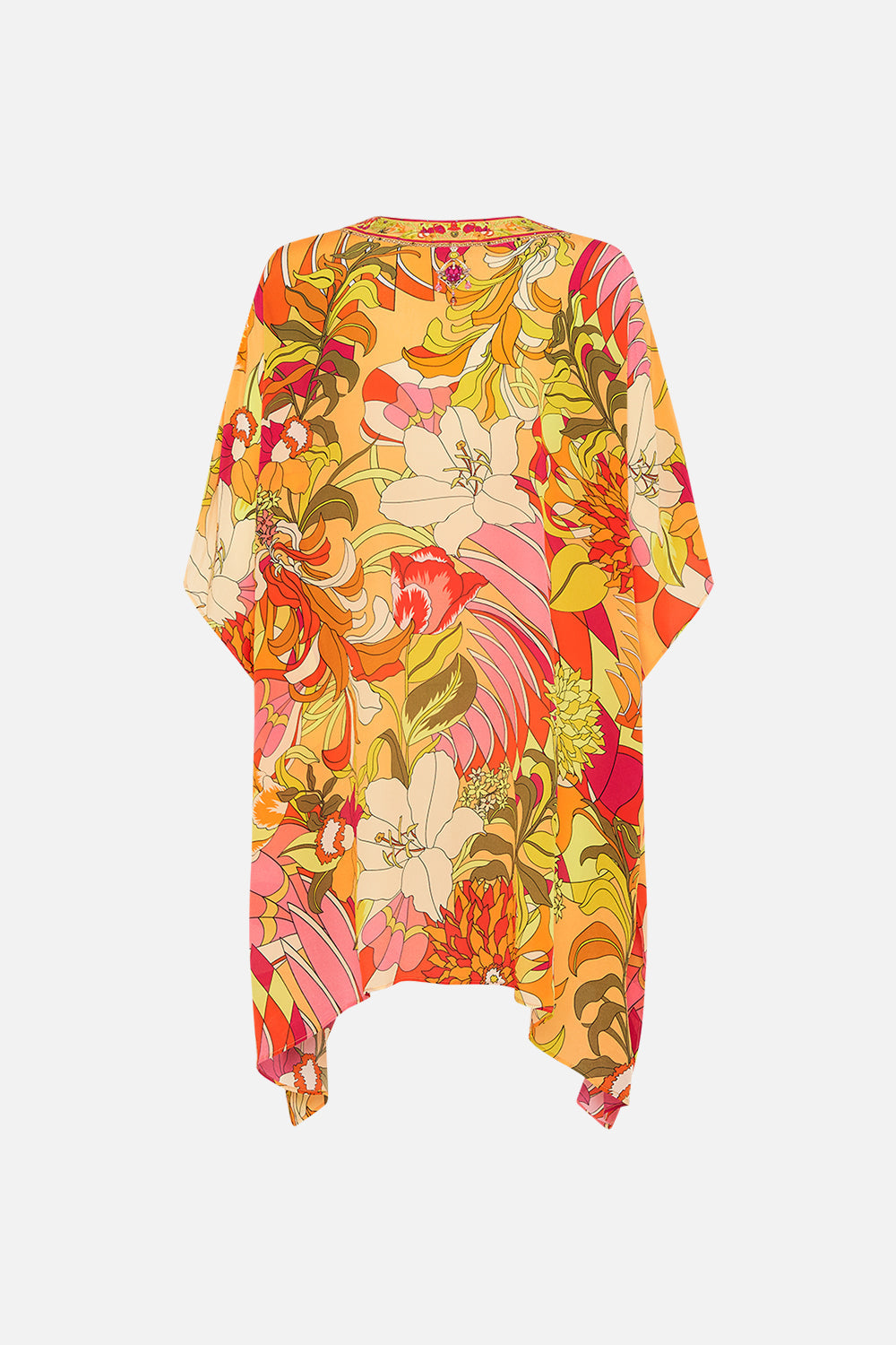 CAMILLA Floral Short Lace Up Kaftan in The Flower Child Society print