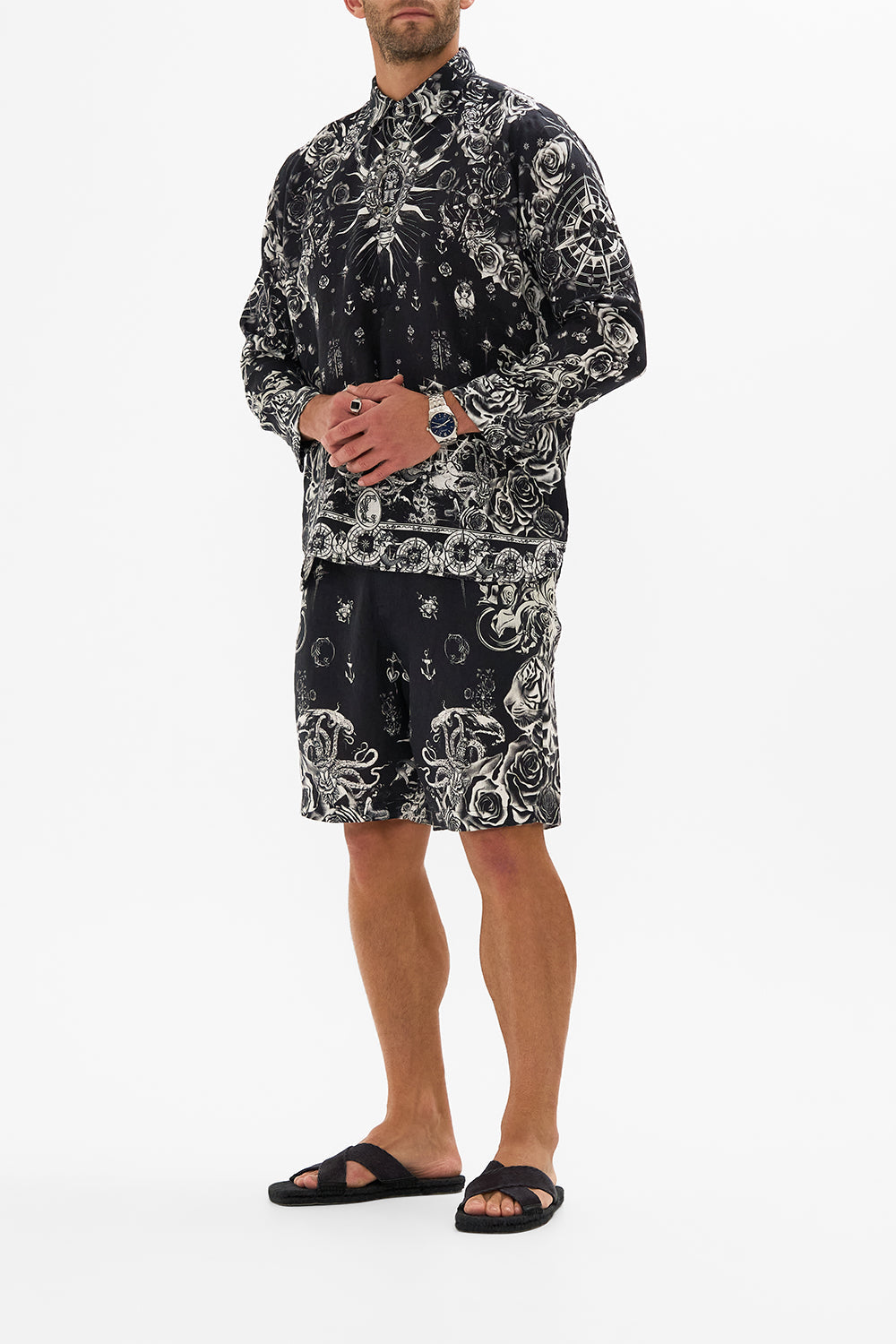 MENS HALF PLACKET TUNIC SHIRT TALES OF TATTOO