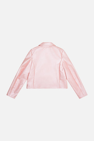 Milla bY  CAMILLA kids pink leather jacket in Clever Clogs print