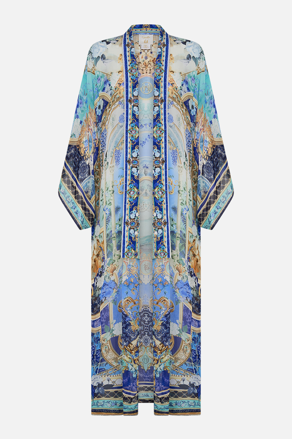CAMILLA kimono layer with collar in Views of Vesuvius print
