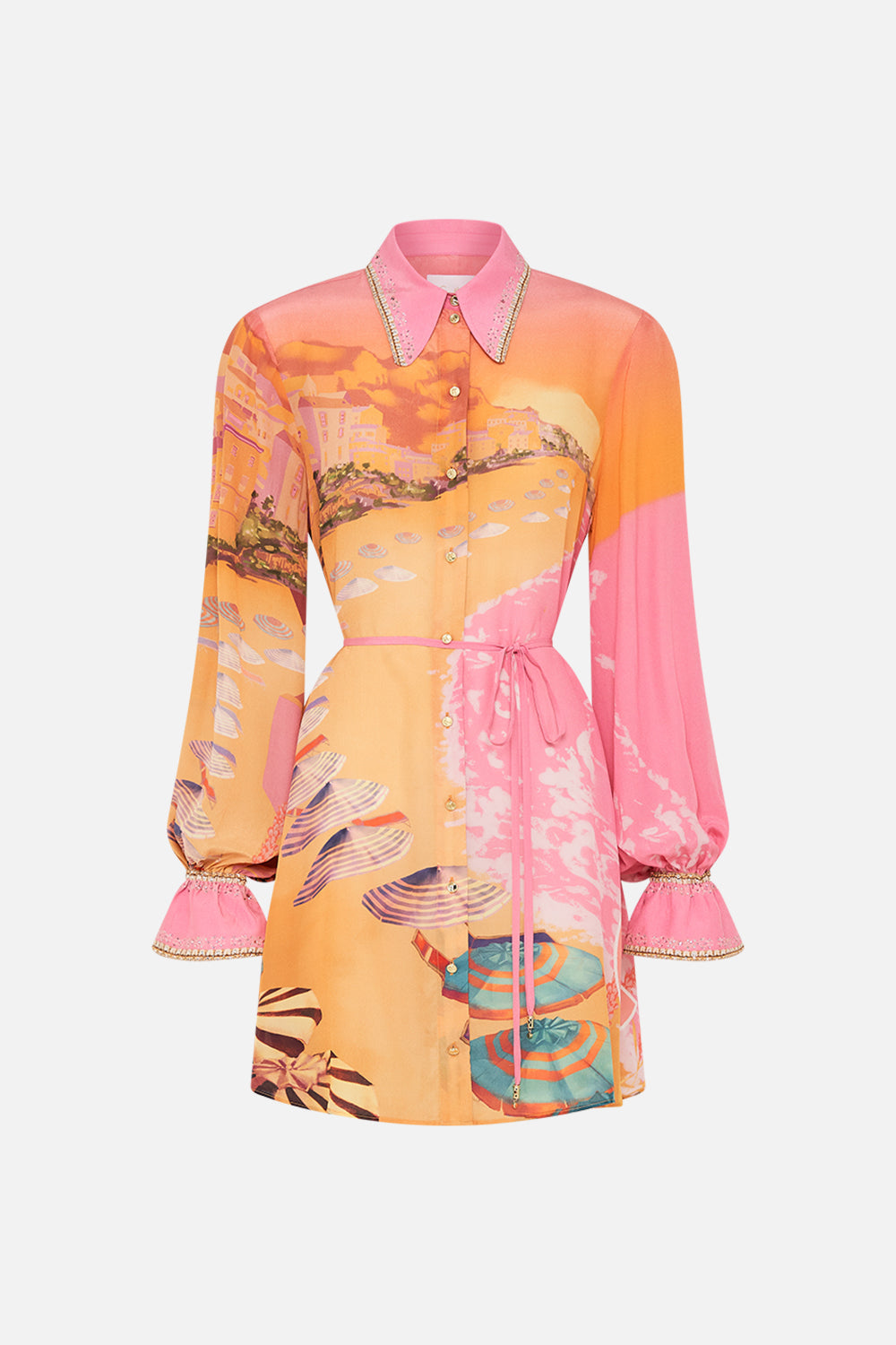 Product view of CAMILLA silk shirt dress in Capri Me print