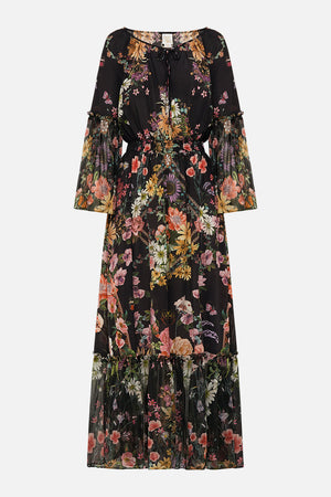 Product view of CAMILLA silk maxi dress in Letters From A Vineyard print 