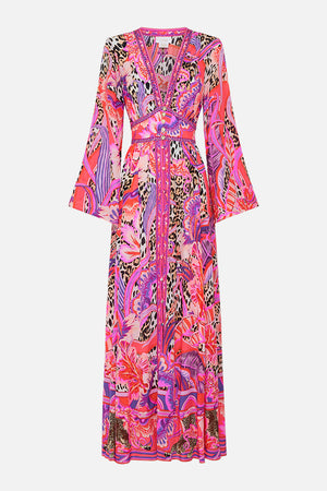 CAMILLA silk wide sleeve dress in  Viola Vintage print