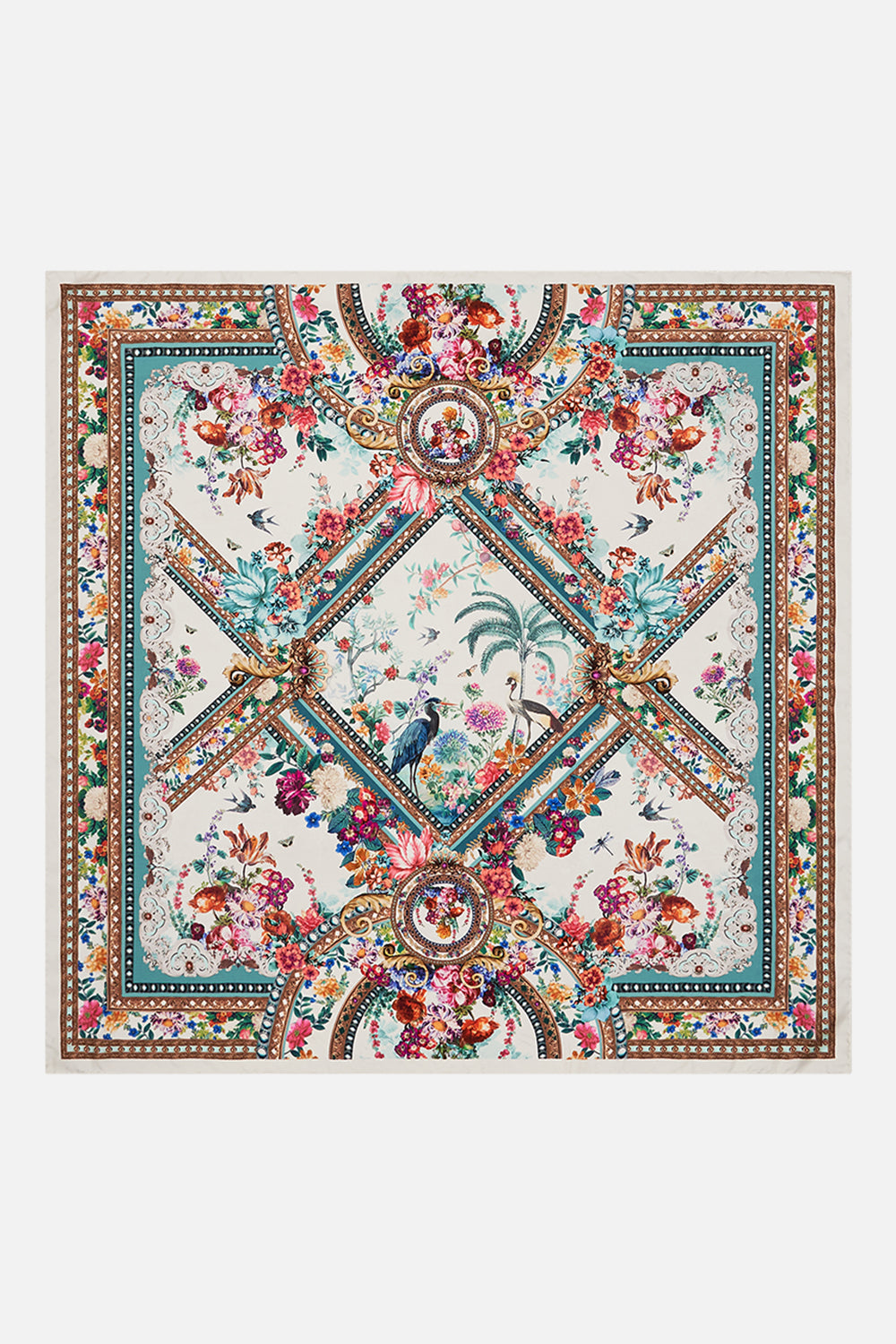 CAMILLA silk scarf in Plumes and Parterres print