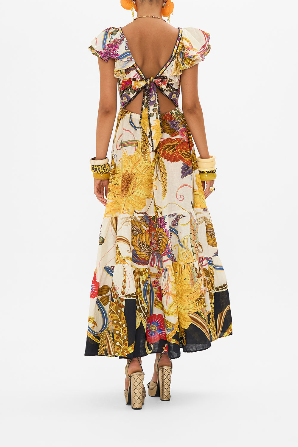 CAMILLA frill dress in Sunflowers On My Mind print