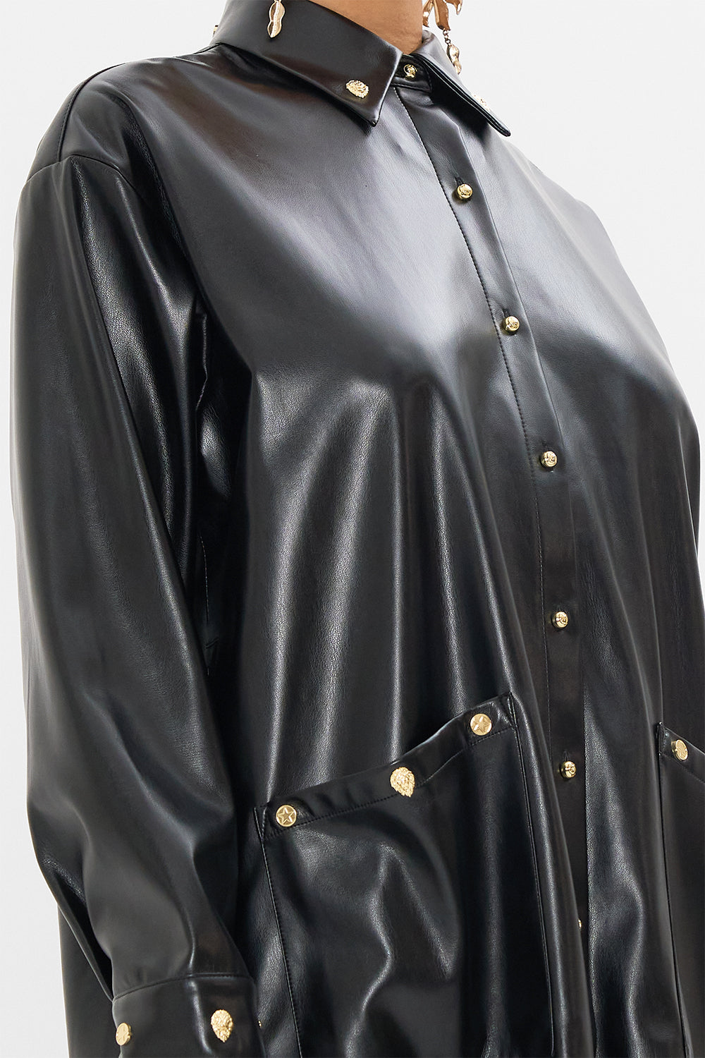 CAMILLA silk tunic in Nouveau Noir print