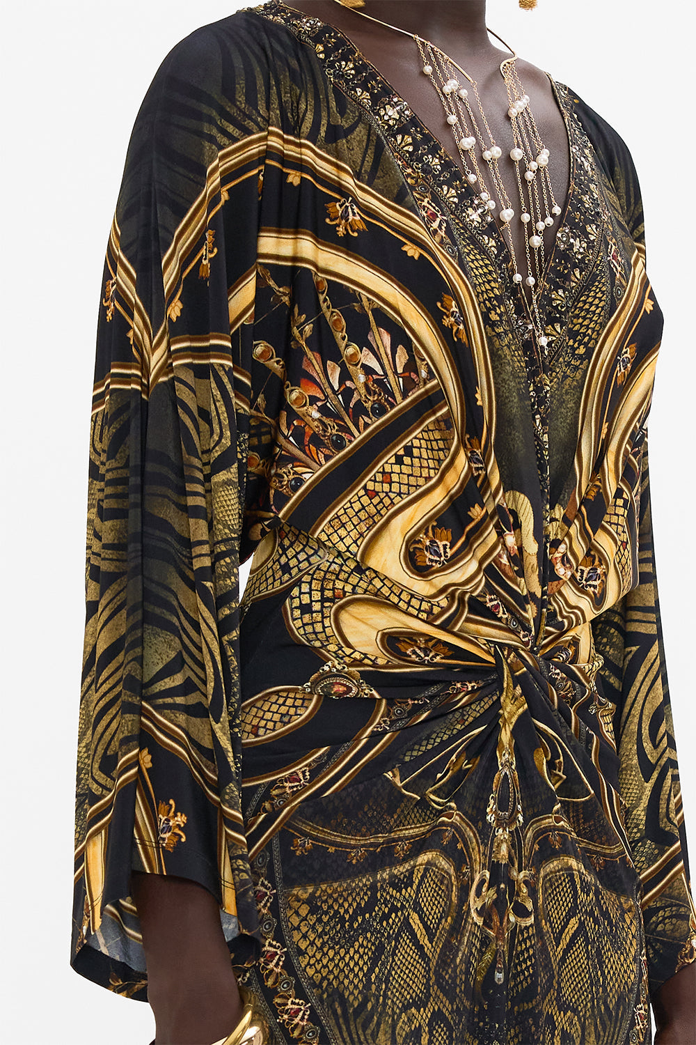 CAMILLA maxi dress in Nouveau Noir print