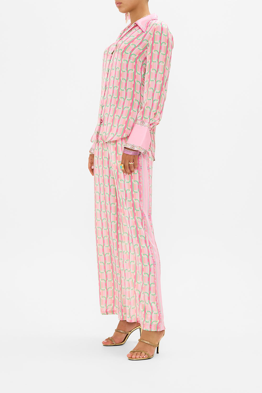 CAMILLA silk pyjama shirt in Tea With Tuchinski print