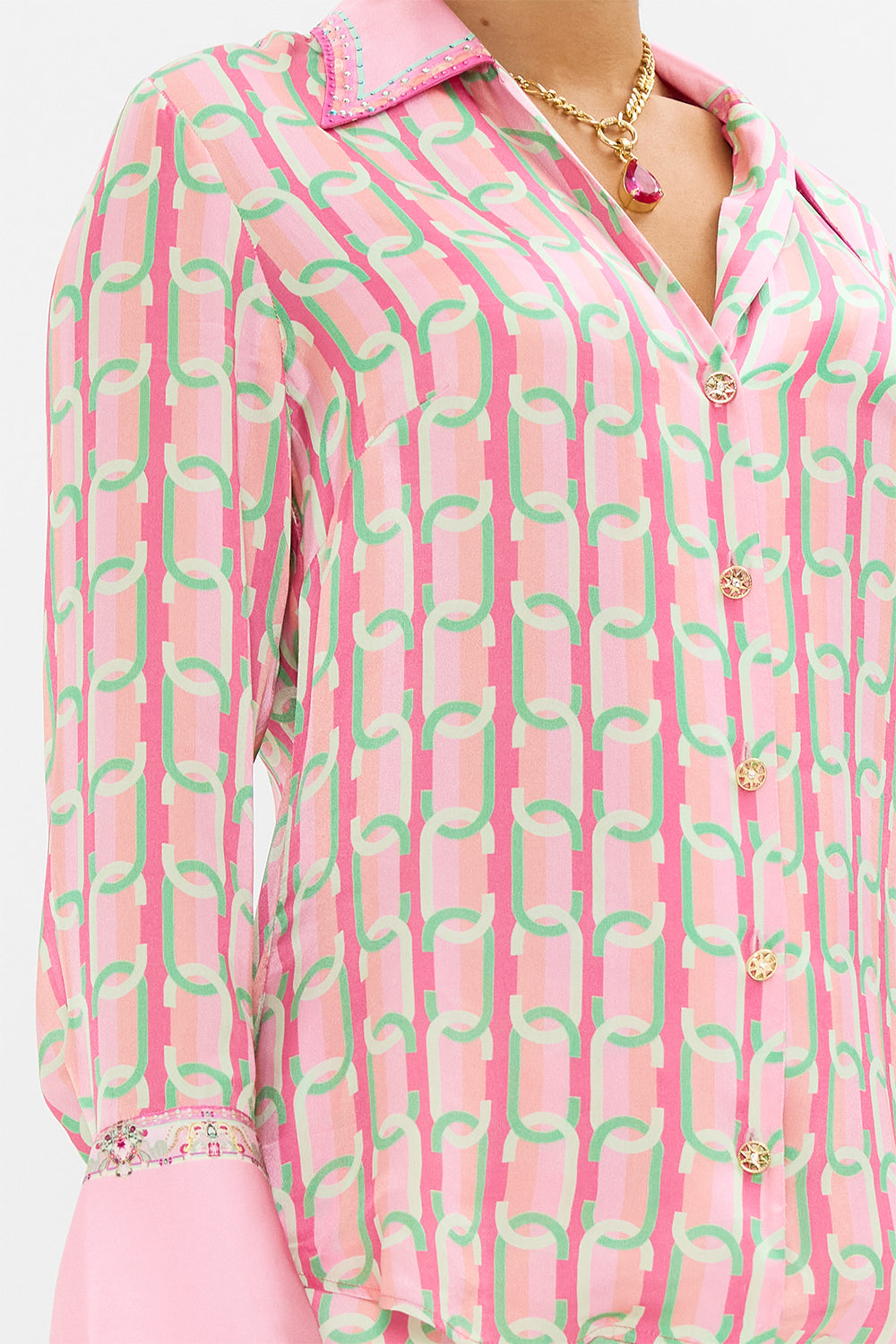 CAMILLA silk pyjama shirt in Tea With Tuchinski print