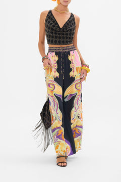 CAMILLA cowl neck jersey top in Film Diva print