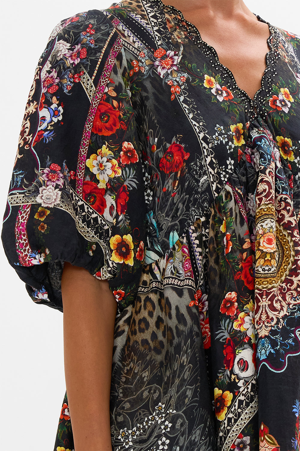 CAMILLA puff sleeve mini dress in Volendam Dolls print 