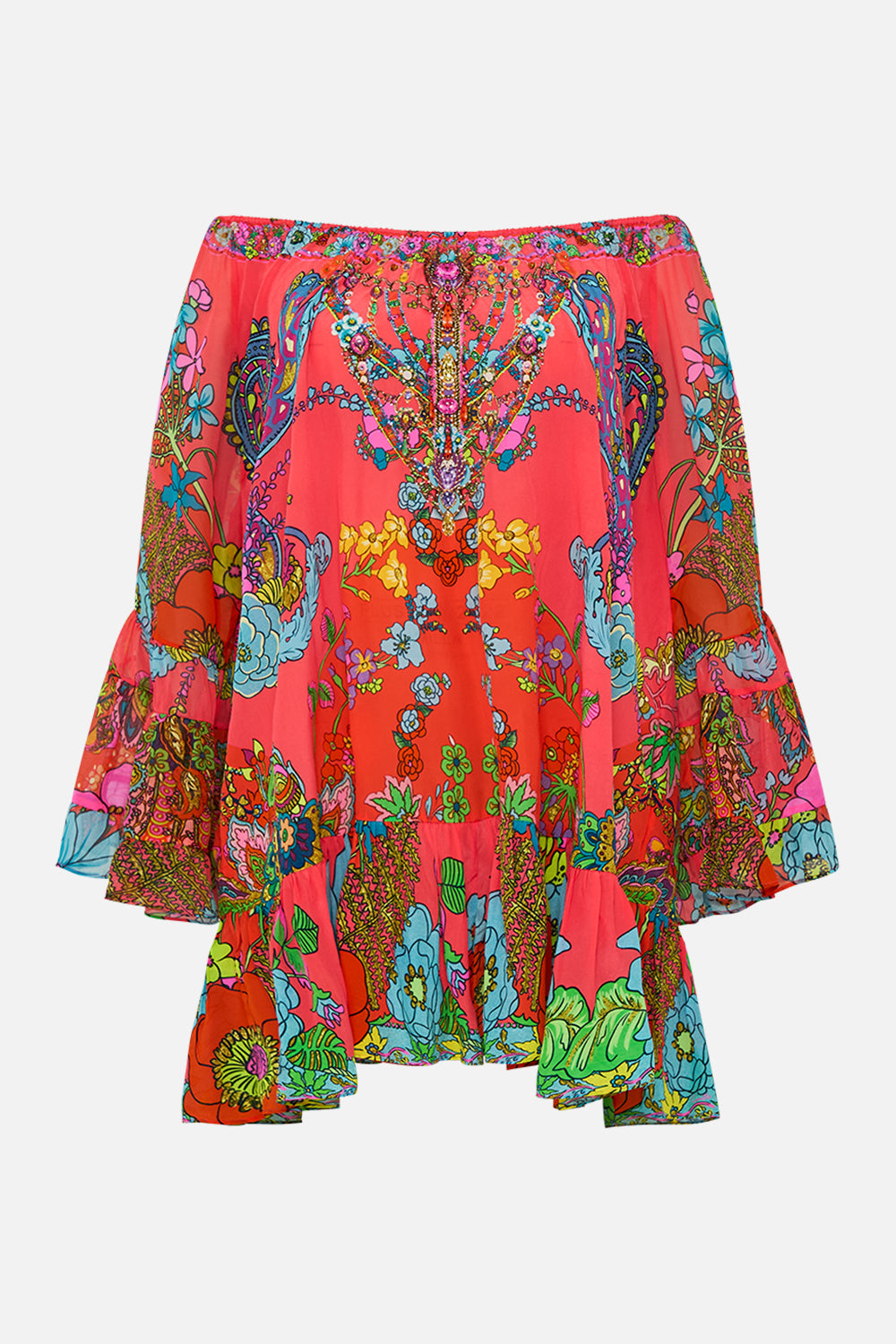 CAMILLA Floral Small Canvas Clutch in Petal Promise Land print