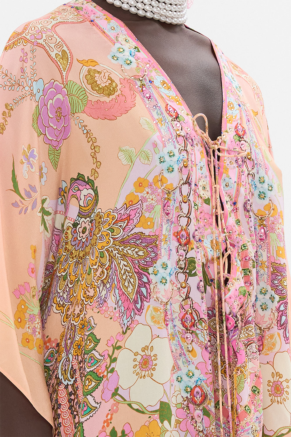 CAMILLA silk kaftan in Clever Clogs print