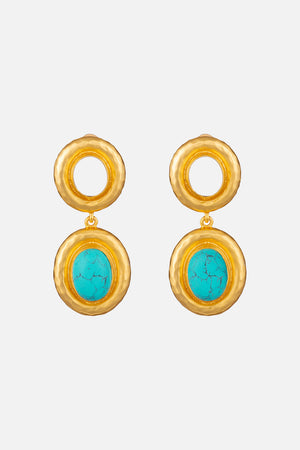 CAMILLA turquoise and white stone earrings