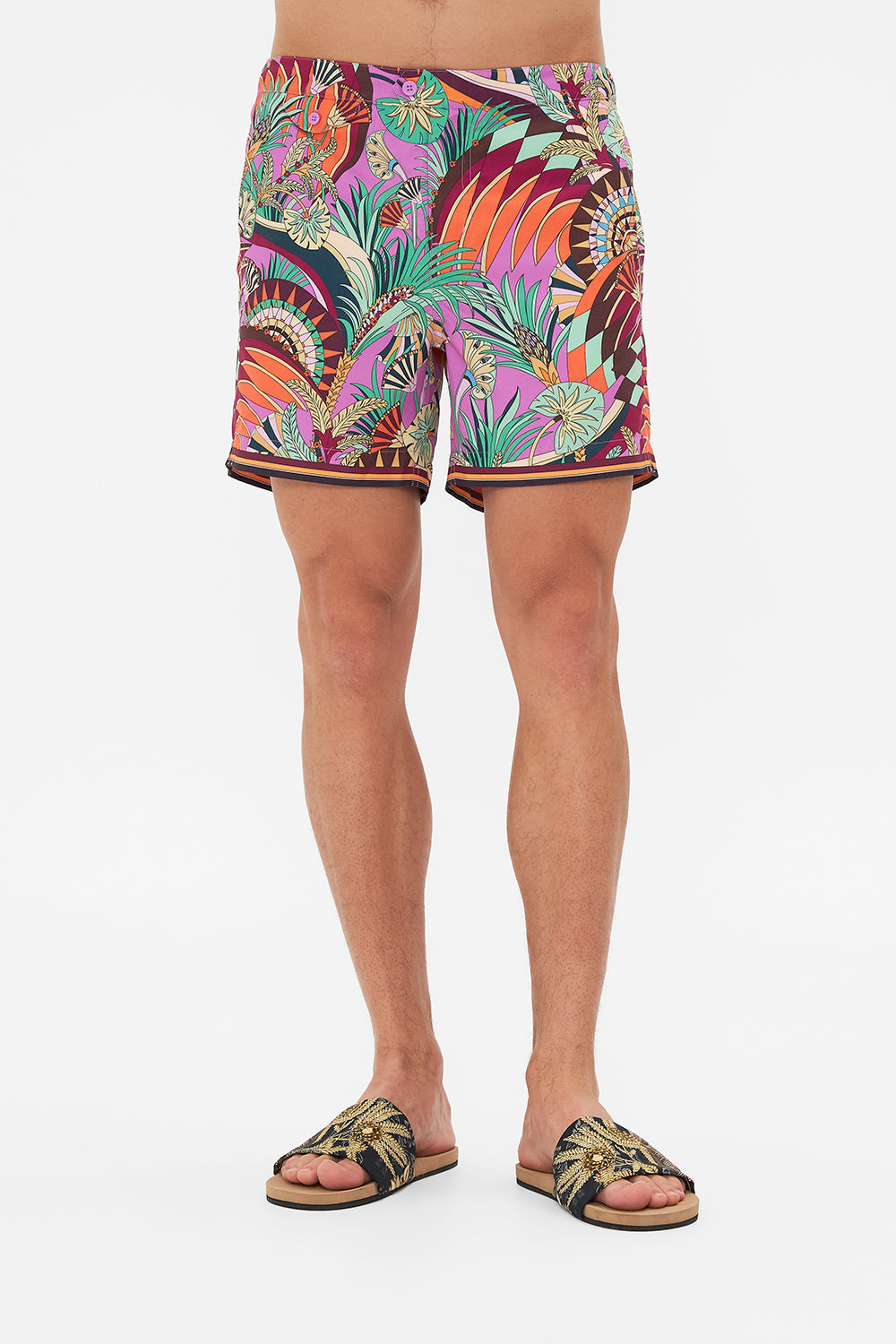 Hotel Franks By CAMILLA Tailored Swim Short in Giza Goddess print.