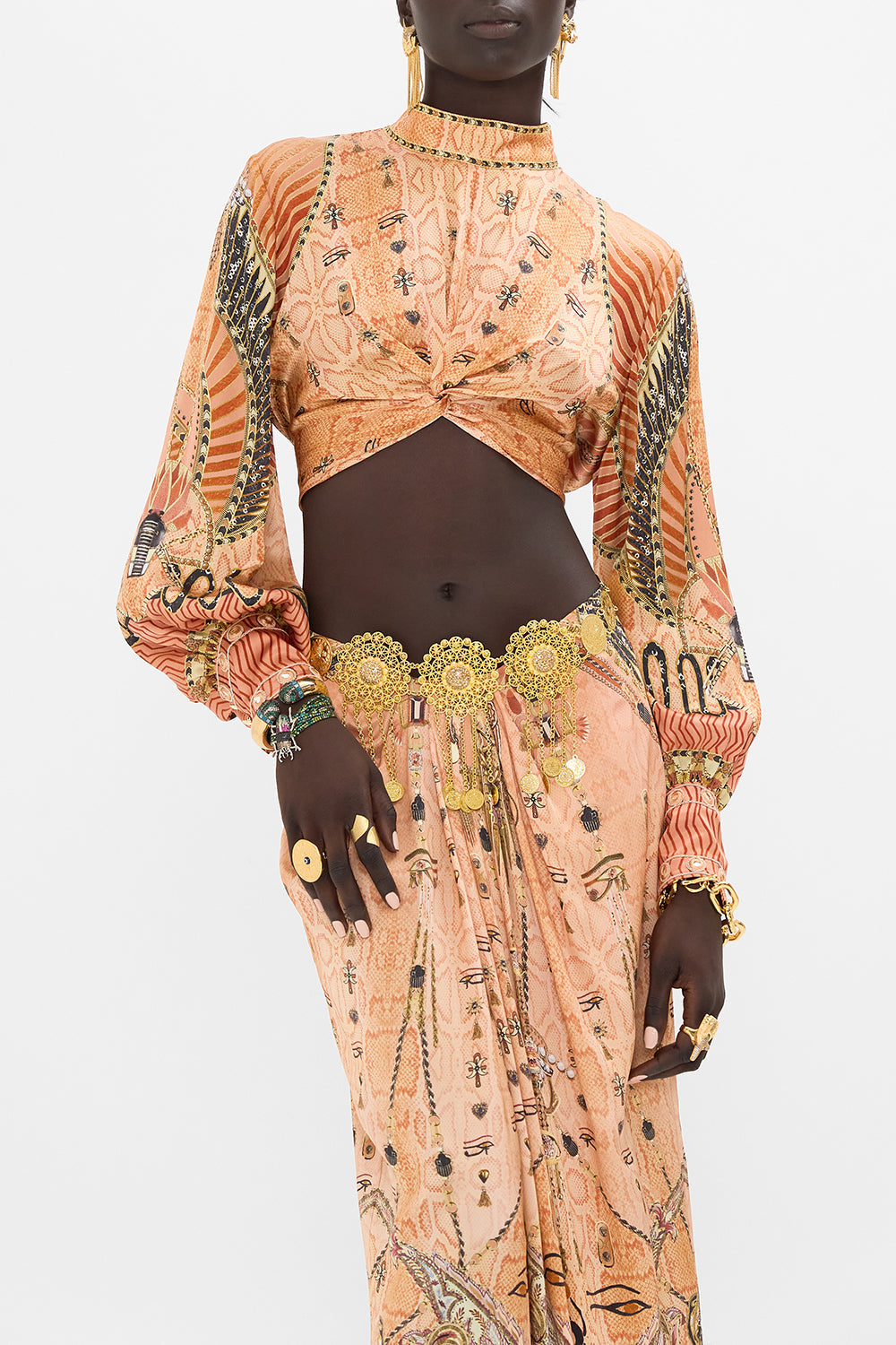 The CAMILLA SCOOP BACK HEM DRESS MY FAIR PHARAOH in our  print.