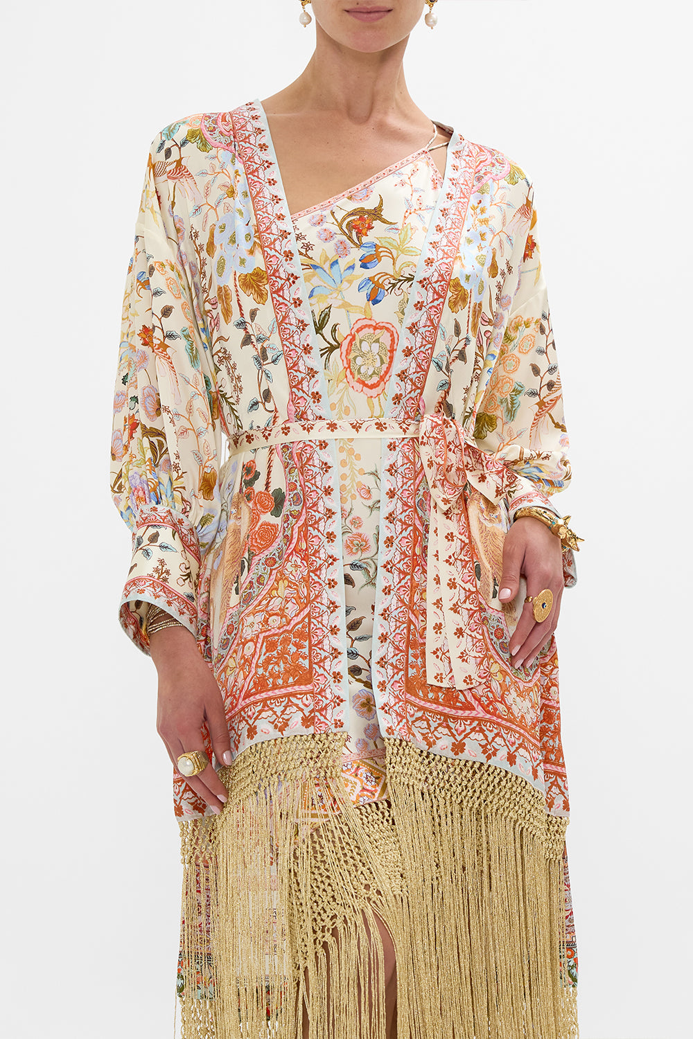 CAMILLA High Low Hem Layer with Cuff in Honour of Heirlooms print