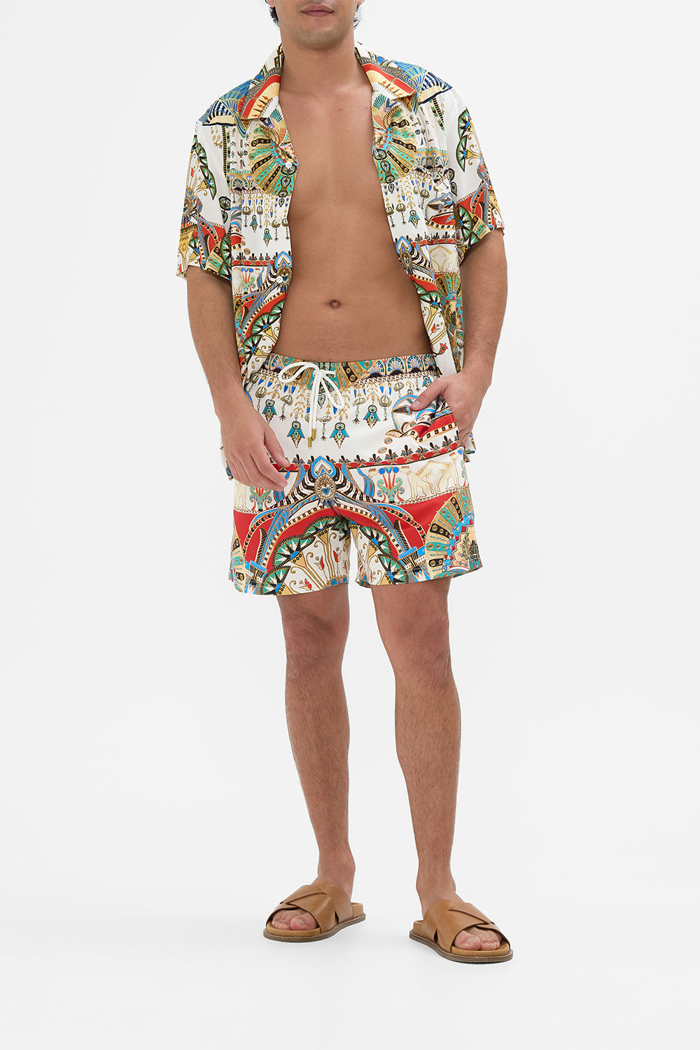 Hotel Franks By CAMILLA Black Mid-Length Boardshort in Valley Of The Queens print