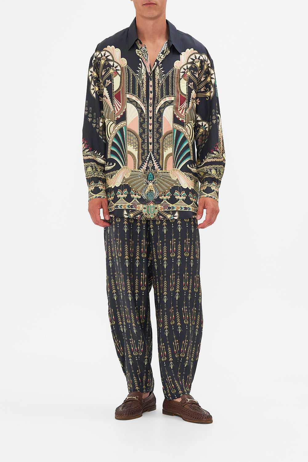 Hotel Franks By CAMILLA  Black/Gold Oversized Shirt in They Called Her Nefertari print