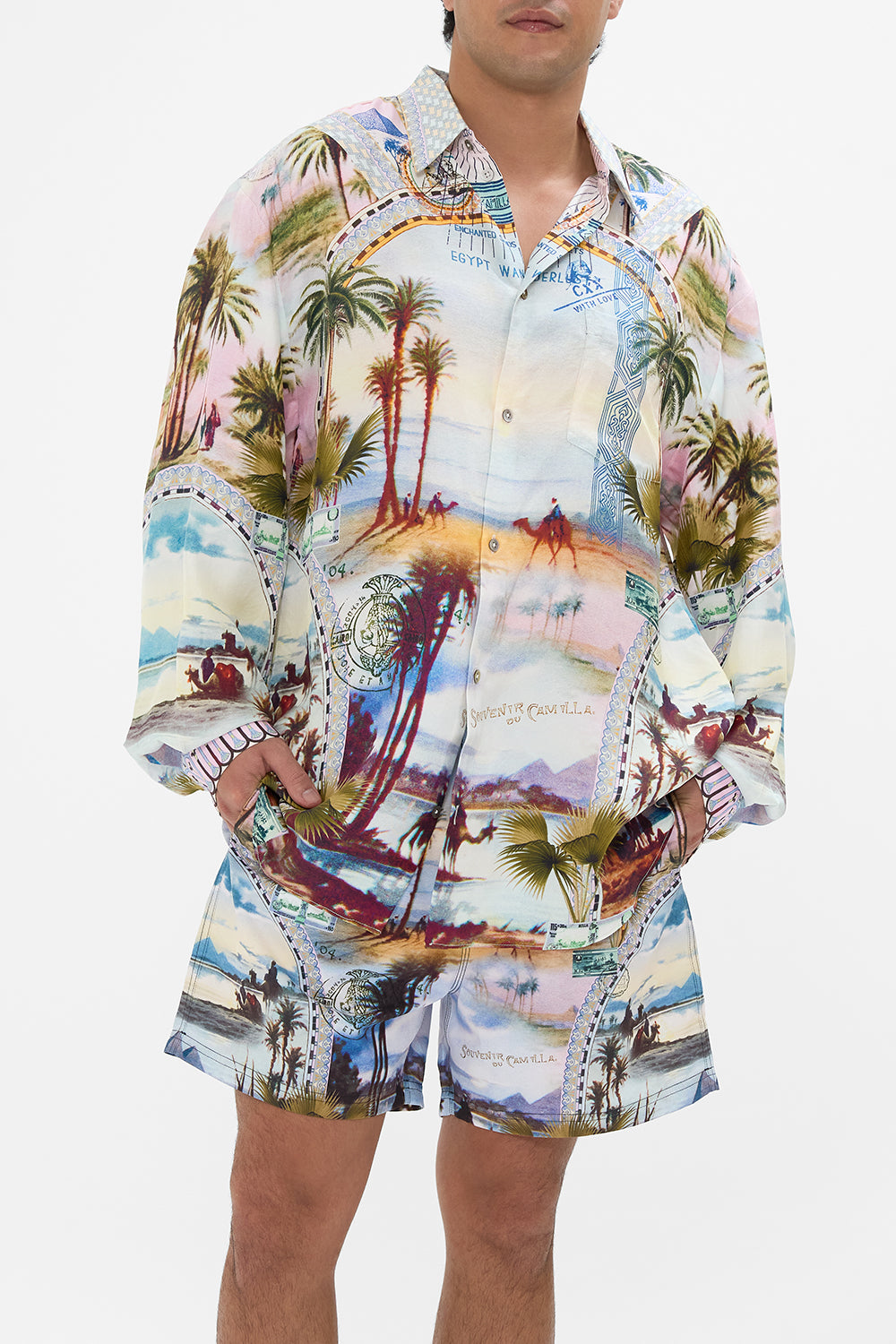 Hotel Franks By CAMILLA  oversized shirt in Call Me in Cairo print. 