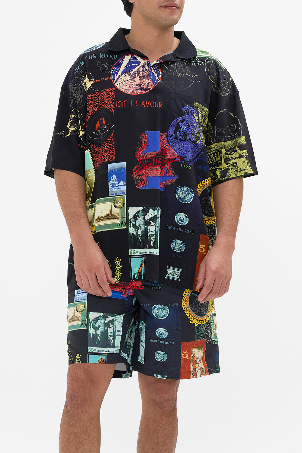 The CAMILLA MID LENGTH BOARDSHORT IMMORTAL INK in our  print.