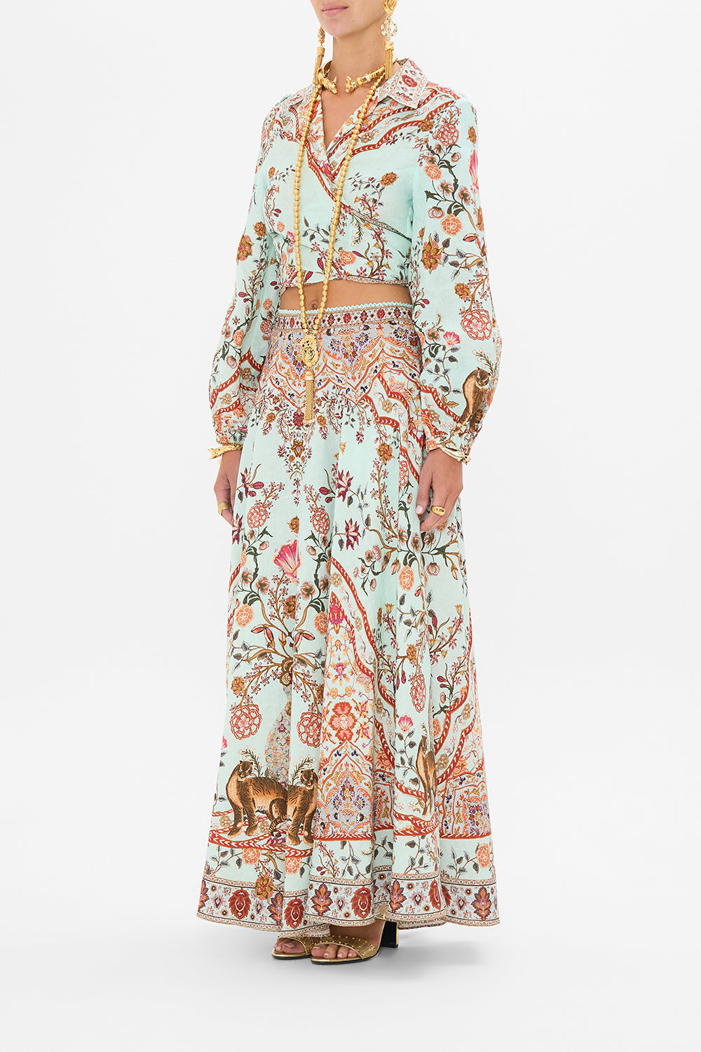 CAMILLA Maxi Circle Skirt in Weaving Worlds print